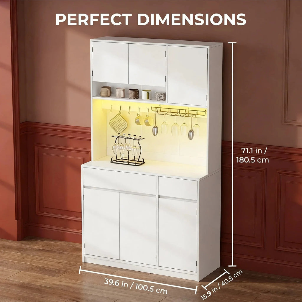 Buffet Haut de Cuisine avec Vitrines et Éclairage LED - Gustave – vue 3
