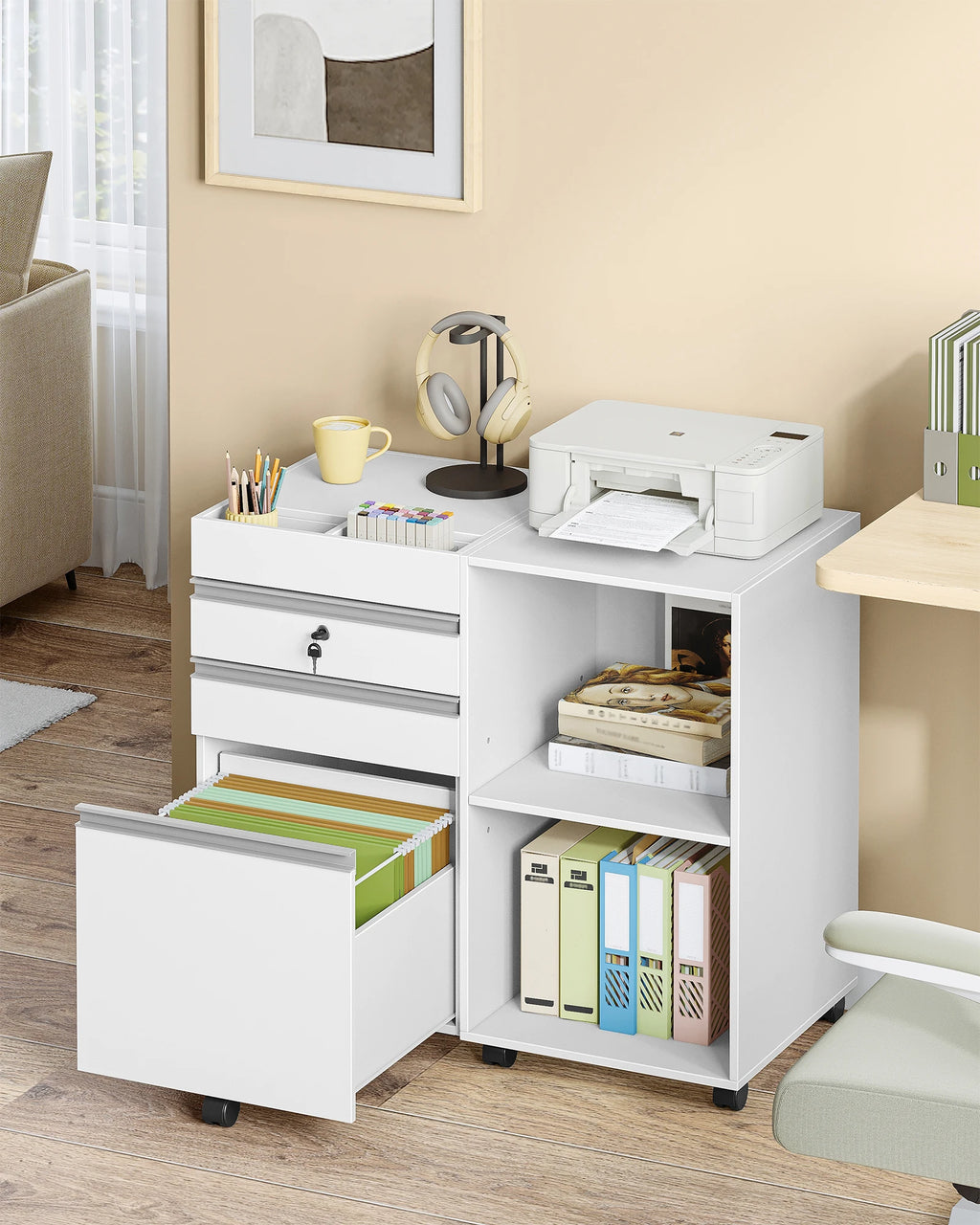 Caisson de Bureau Large 3 Tiroirs avec Serrure - Simon – vue 5