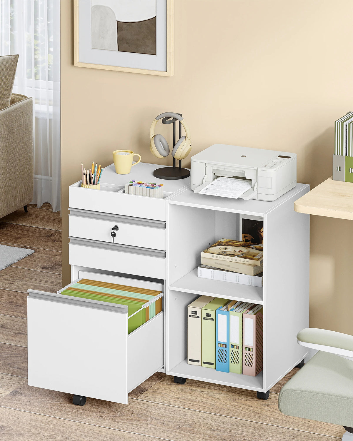 Caisson de Bureau Large 3 Tiroirs avec Serrure - Simon – vue 5