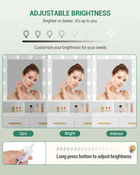 Coiffeuse avec Miroir HD 10 LED et 4 Niches - Juliette – vue 3