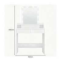 Coiffeuse 80 cm avec Miroir LED et 2 Tiroirs - Rosalie – vue 6