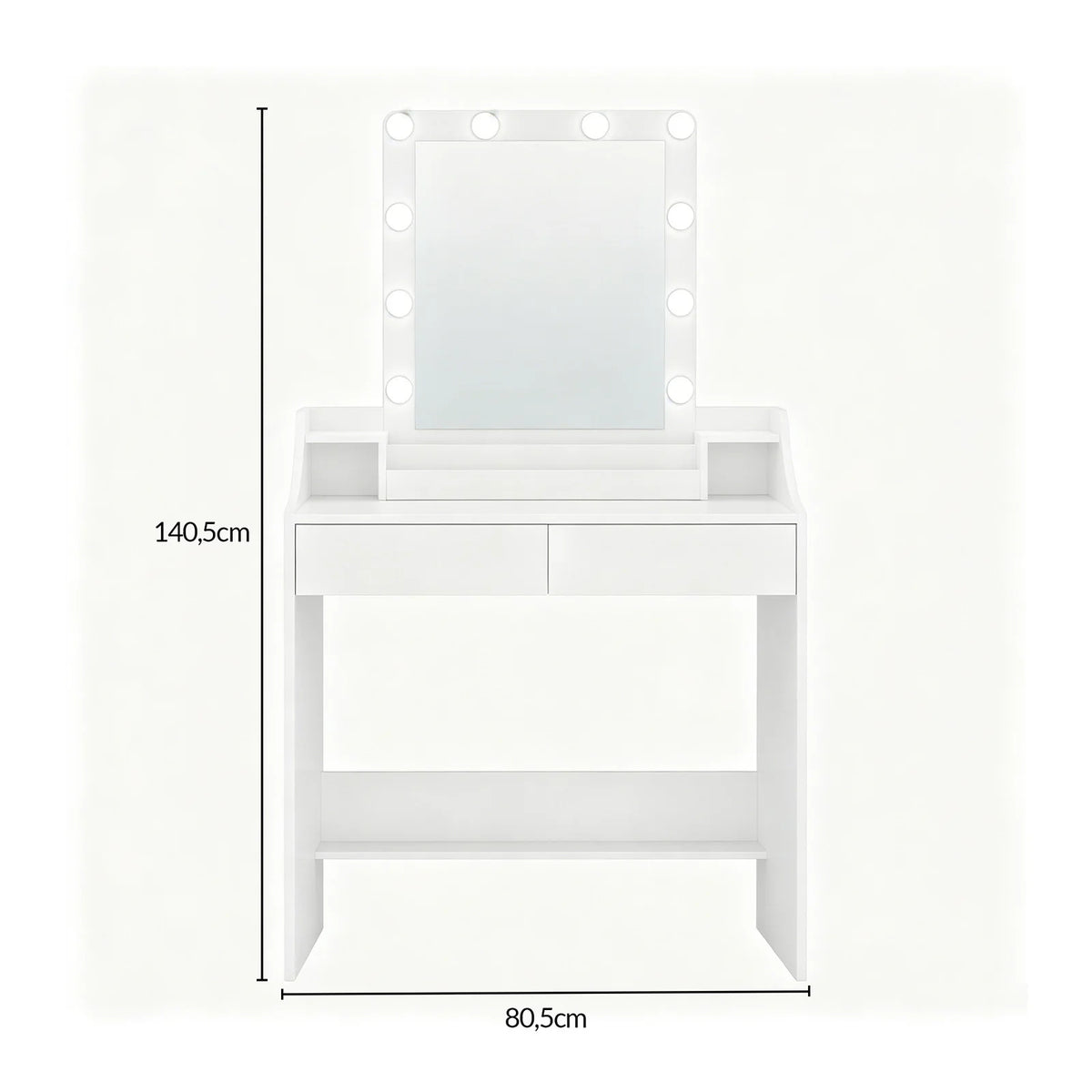 Coiffeuse 80 cm avec Miroir LED et 2 Tiroirs - Rosalie – vue 6