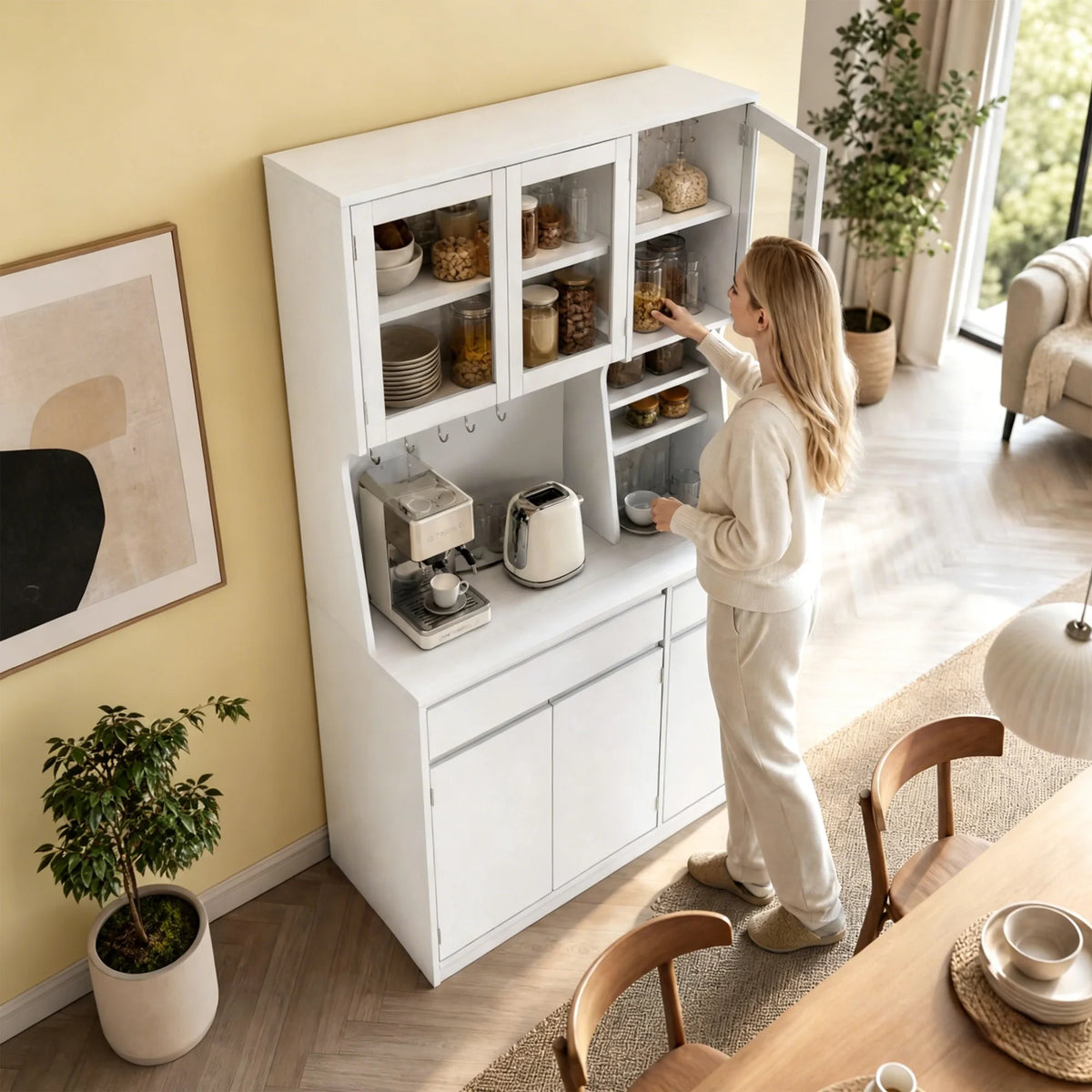 Buffet Vaisselier avec Prises et Éclairage LED - Basile – vue 4