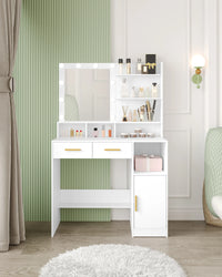 Coiffeuse avec Miroir HD 10 LED et 4 Niches - Juliette – vue 2