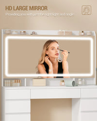 Grande Coiffeuse avec Miroir HD LED et 11 Tiroirs - Victoire – vue 4