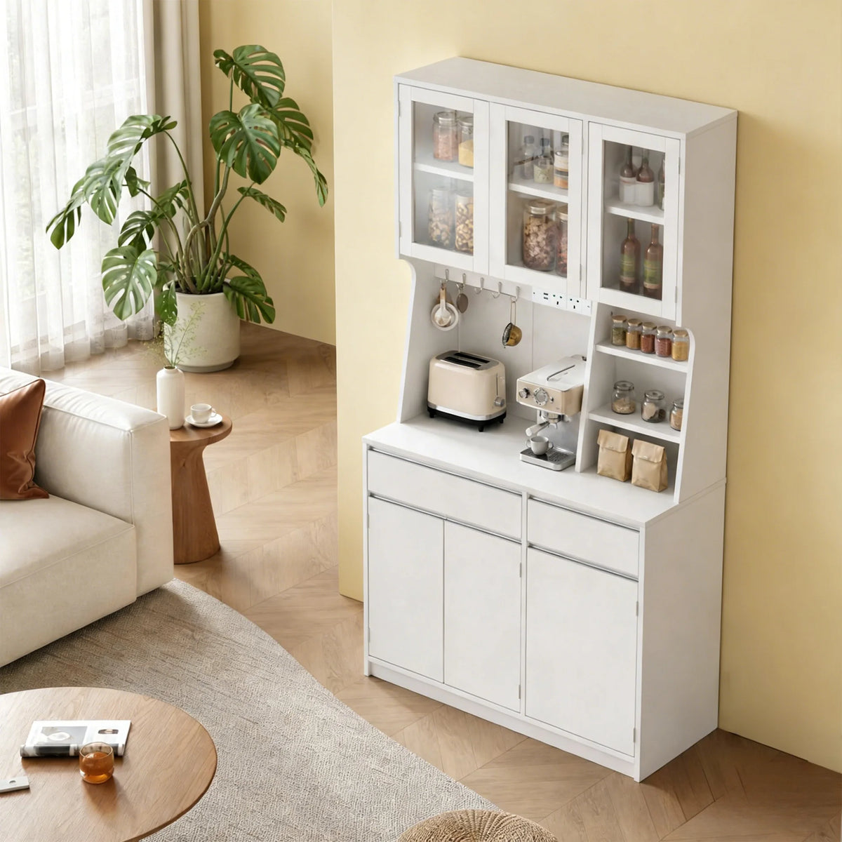 Buffet Vaisselier avec Prises et Éclairage LED - Basile