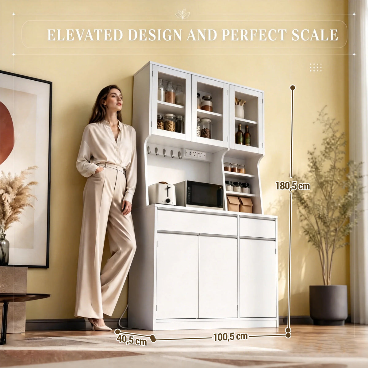 Buffet Vaisselier avec Prises et Éclairage LED - Basile – vue 5