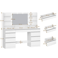 Grande Coiffeuse 150 cm avec Miroir 10 LED - Charlotte – vue 6