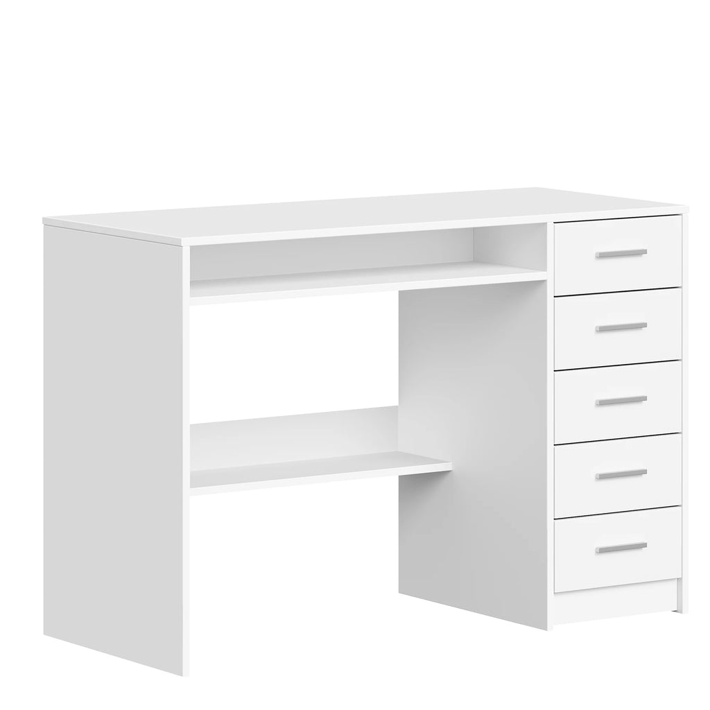 Bureau Blanc avec 5 Tiroirs - Lucas