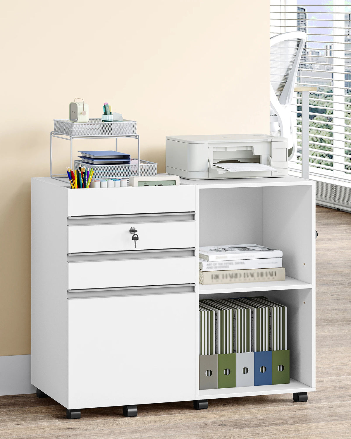 Caisson de Bureau Large 3 Tiroirs avec Serrure - Simon