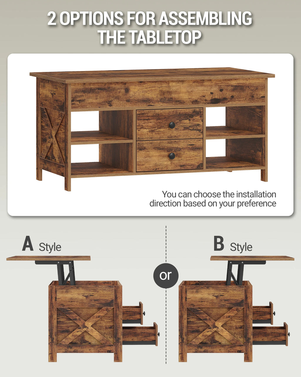 Table Basse Relevable avec 2 Tiroirs - Noah – vue 2