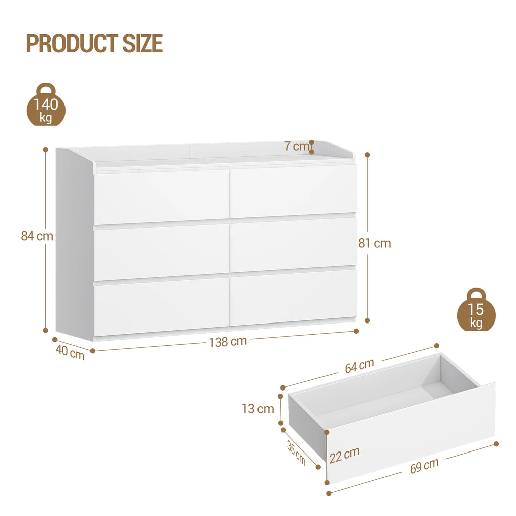 Commode de Chambre 6 Tiroirs - Pauline – vue 6