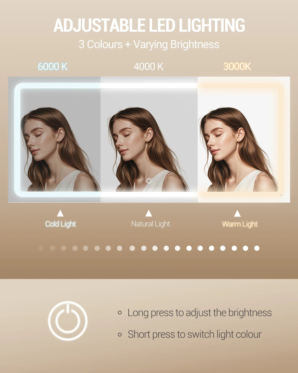 Grande Coiffeuse avec Miroir HD LED et 11 Tiroirs - Victoire – vue 3
