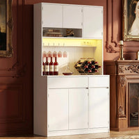 Buffet Haut de Cuisine avec Vitrines et Éclairage LED - Gustave