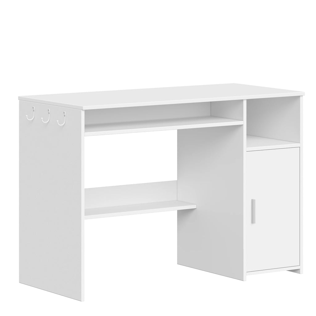 Bureau Blanc avec Armoire et Étagères - Eliott