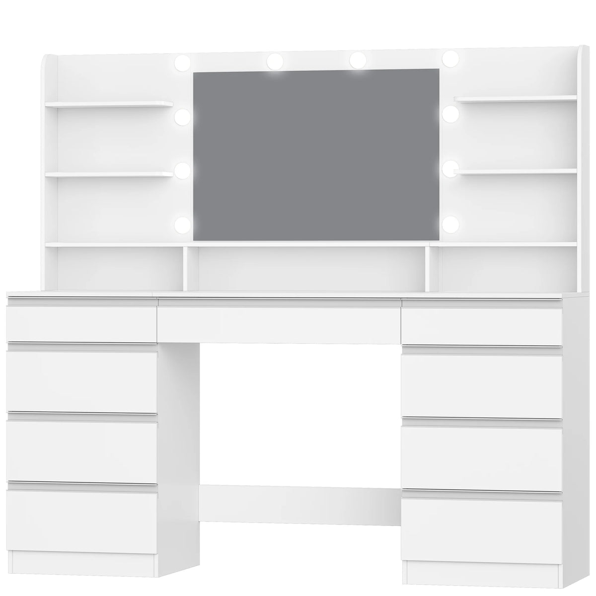 Grande Coiffeuse 150 cm avec Miroir 10 LED - Charlotte