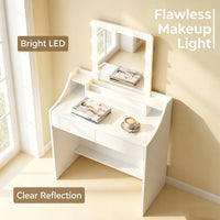 Coiffeuse 80 cm avec Miroir LED et 2 Tiroirs - Rosalie – vue 3