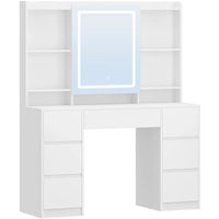 Coiffeuse avec Grand Miroir LED et 7 Tiroirs - Adèle