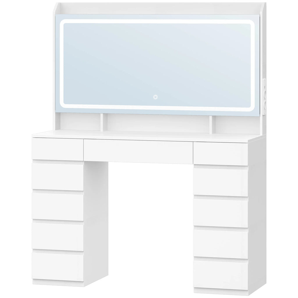 Grande Coiffeuse avec Miroir HD LED et 11 Tiroirs - Victoire