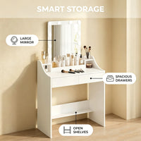 Coiffeuse 80 cm avec Miroir LED et 2 Tiroirs - Rosalie – vue 2