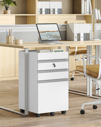 Caisson de Bureau 3 Tiroirs avec Serrure et Roulettes - Martin – vue 5