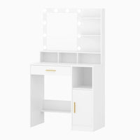 Coiffeuse avec Miroir 10 LED et 3 Étagères - Lucie