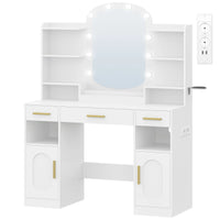 Coiffeuse avec Miroir Ovale et Support Sèche-Cheveux - Céleste