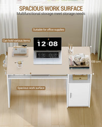 Bureau Blanc avec Armoire et Étagères - Eliott – vue 2