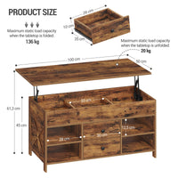 Table Basse Relevable avec 2 Tiroirs - Noah – vue 6