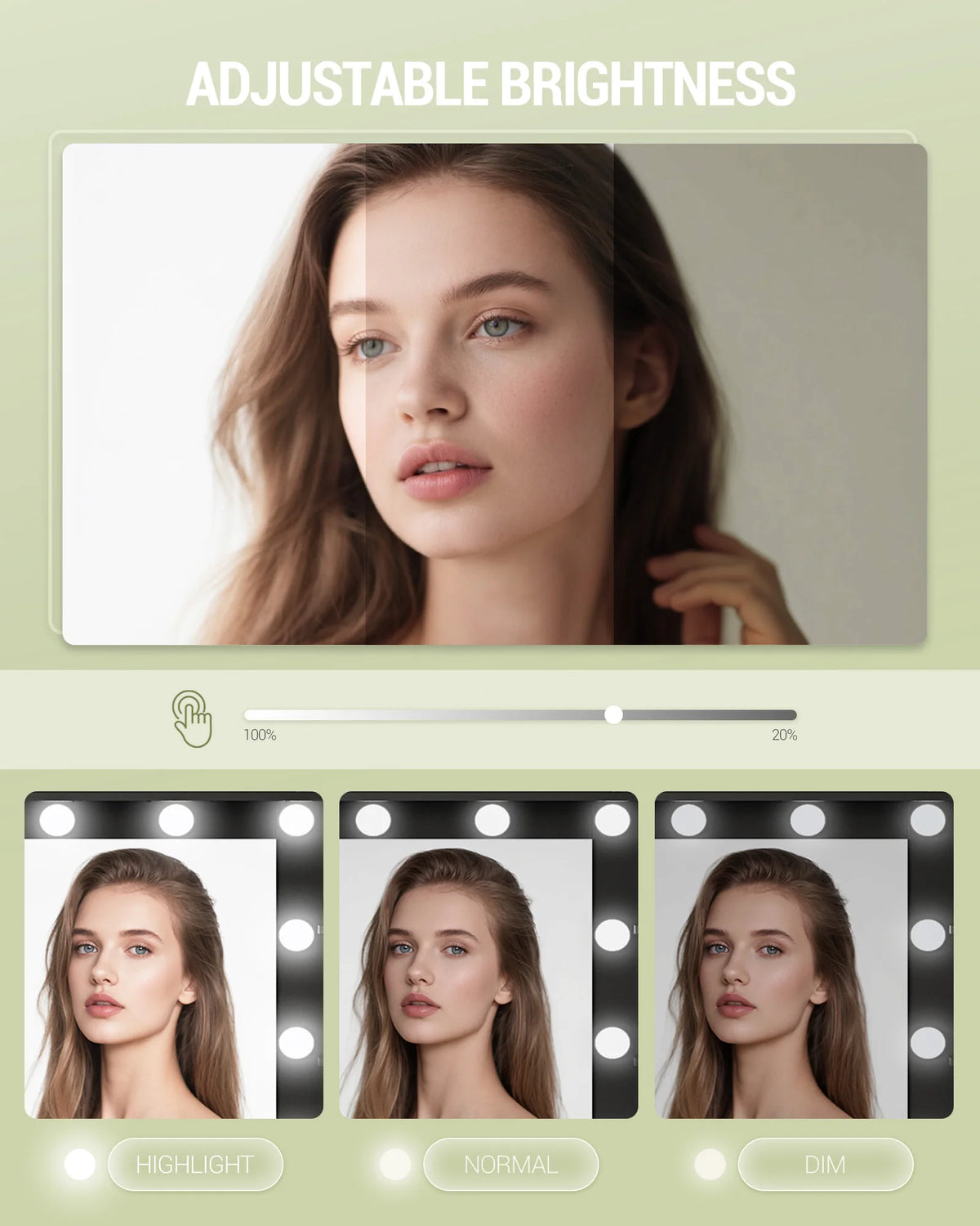 Coiffeuse Noire avec Miroir LED et 2 Tiroirs - Luna – vue 5