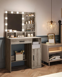 Coiffeuse avec Miroir 10 LED et Rangements - Élise – vue 3
