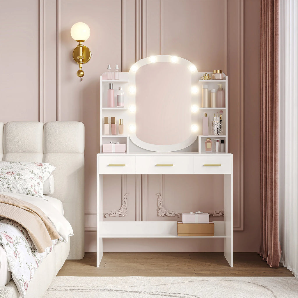 Coiffeuse Blanche avec Miroir Ovale - Margaux – vue 2
