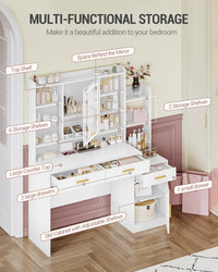 Coiffeuse 100 cm avec Miroir LED et Armoire - Julie – vue 4