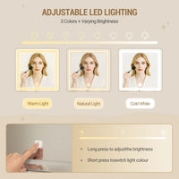 Grande Coiffeuse LED 3 Couleurs avec 9 Tiroirs - Léa – vue 3