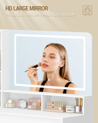 Coiffeuse d'Angle en L avec Miroir LED - Clara – vue 5