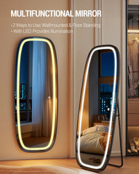 Miroir sur Pied Lumineux Noir 3 Couleurs - Iris – vue 2