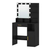 Coiffeuse avec Miroir 10 LED et Rangements - Élise