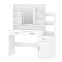Coiffeuse 100 cm avec Miroir LED et Armoire - Julie