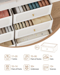 Commode Blanche 6 Tiroirs en Tissu - Olivia – vue 4