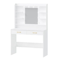 Coiffeuse Blanche avec Miroir Lumineux et 2 Tiroirs - Lola