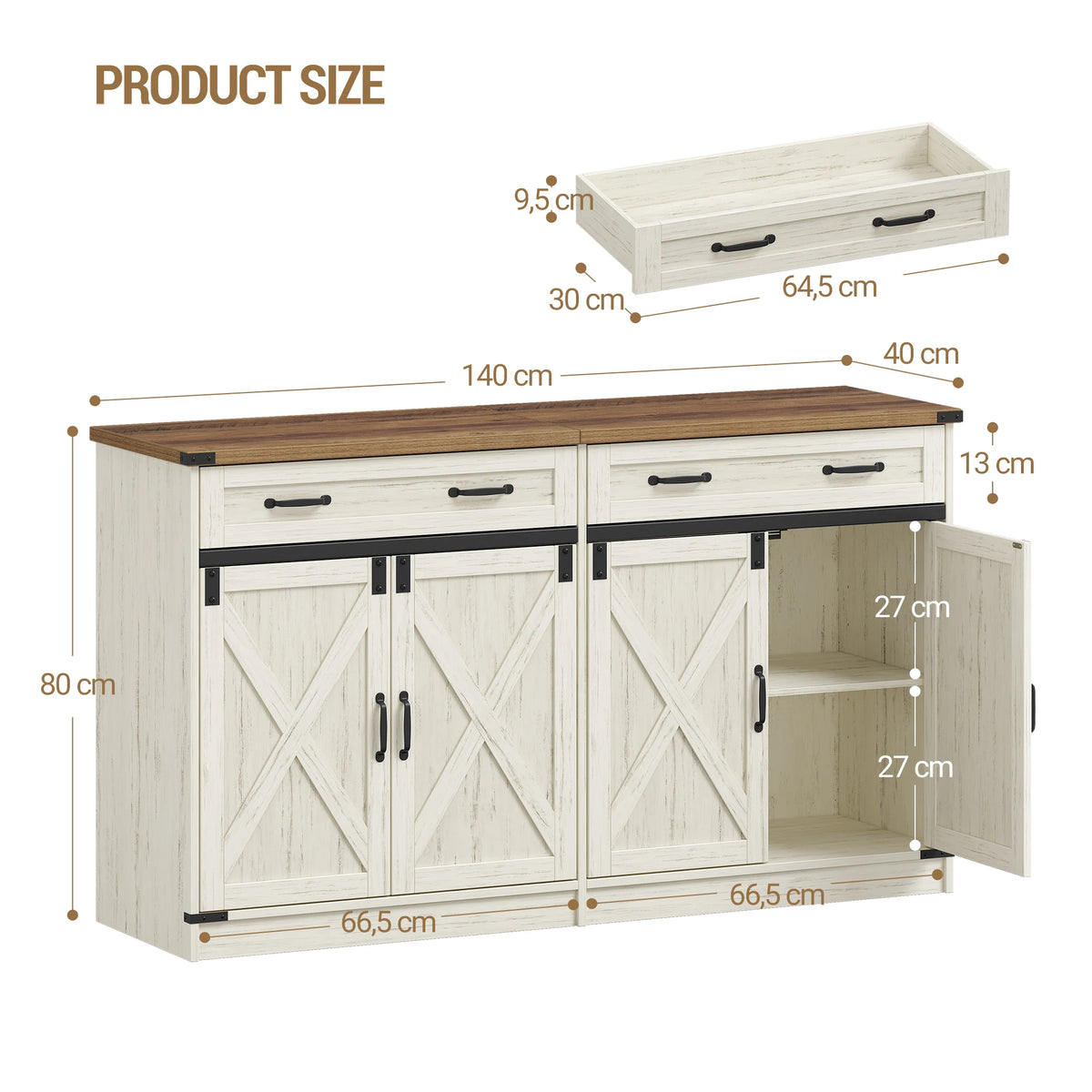 Buffet Campagne 2 Portes avec Tiroir - Marius – vue 6