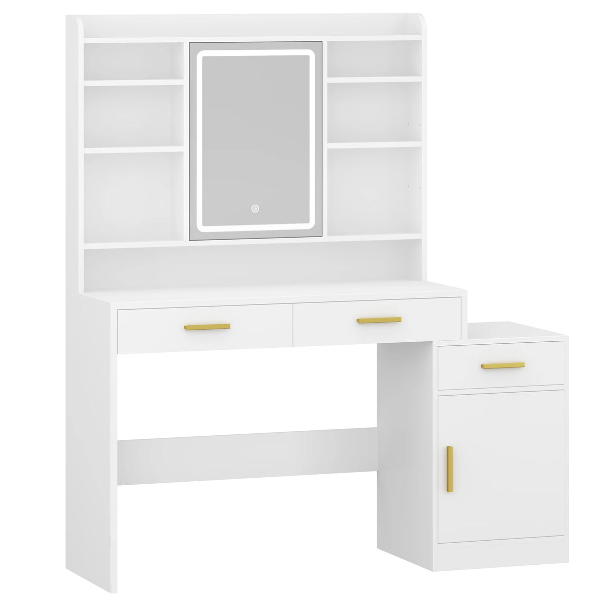 Coiffeuse 100 cm avec Miroir, 3 Tiroirs et Armoire - Louise