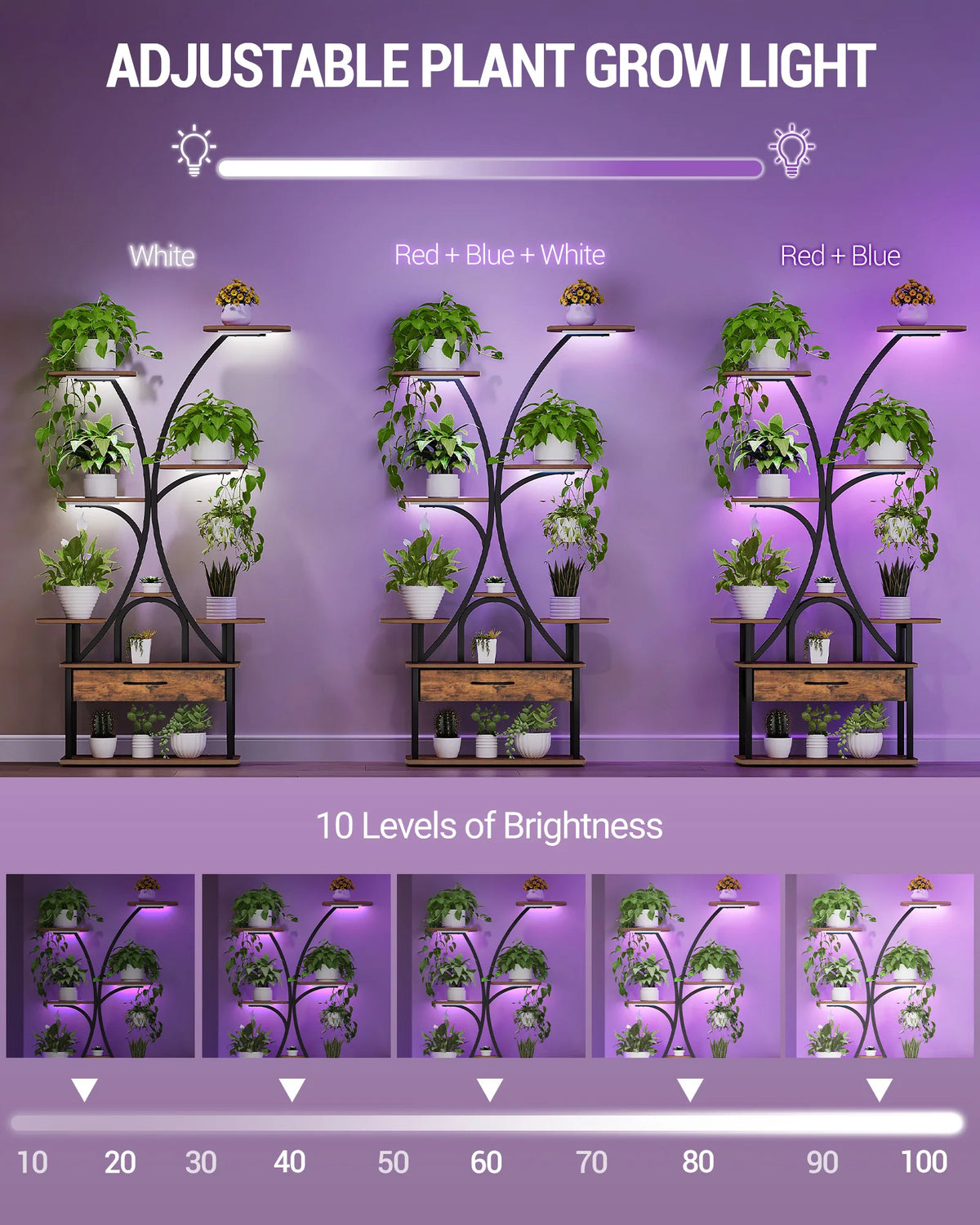 Étagère à Plantes 9 Niveaux avec Lampes de Croissance - Victor – vue 4