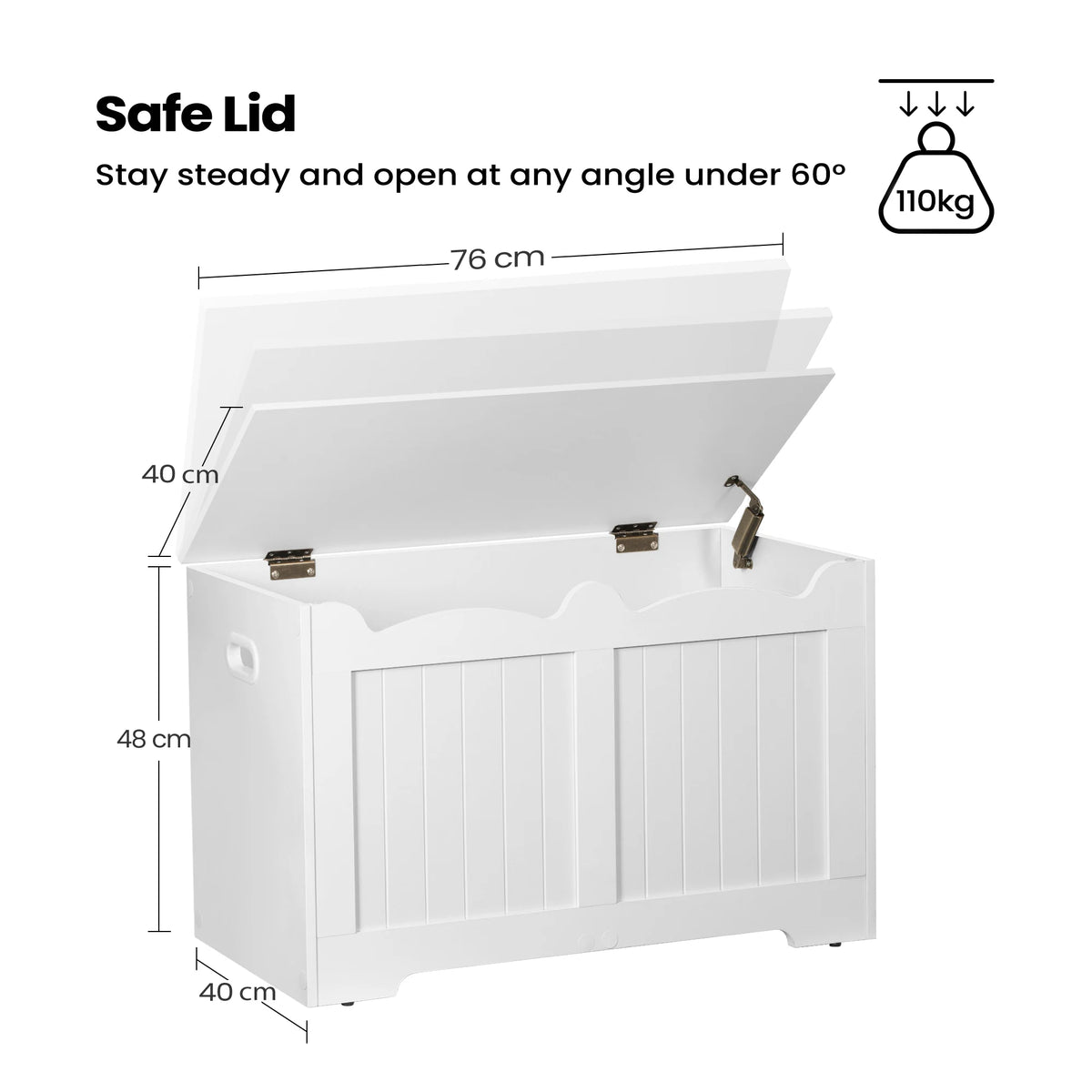 Banc de Rangement Blanc 76 cm - Anatole – vue 6
