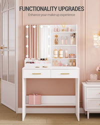 Coiffeuse Commode avec Miroir LED 3 Couleurs - Lina