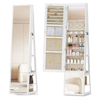 Armoire à Bijoux Rotative avec Miroir Pleine Longueur - Rose
