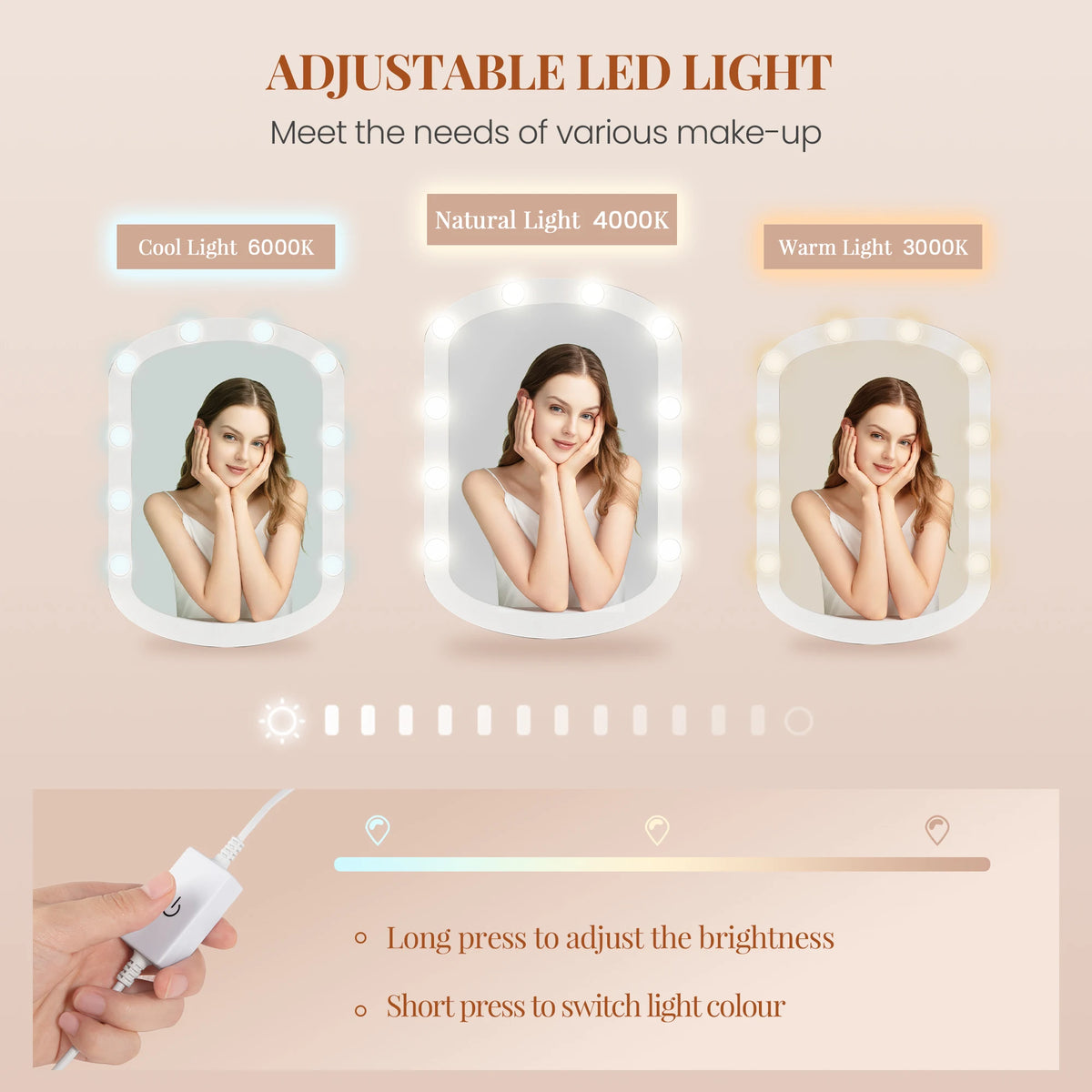 Coiffeuse avec Miroir Ovale et Support Sèche-Cheveux - Céleste – vue 5