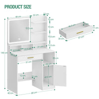 Coiffeuse avec Barre LED, Tiroirs et Armoire - Anna – vue 6