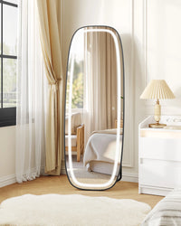 Miroir sur Pied Lumineux Noir 3 Couleurs - Iris