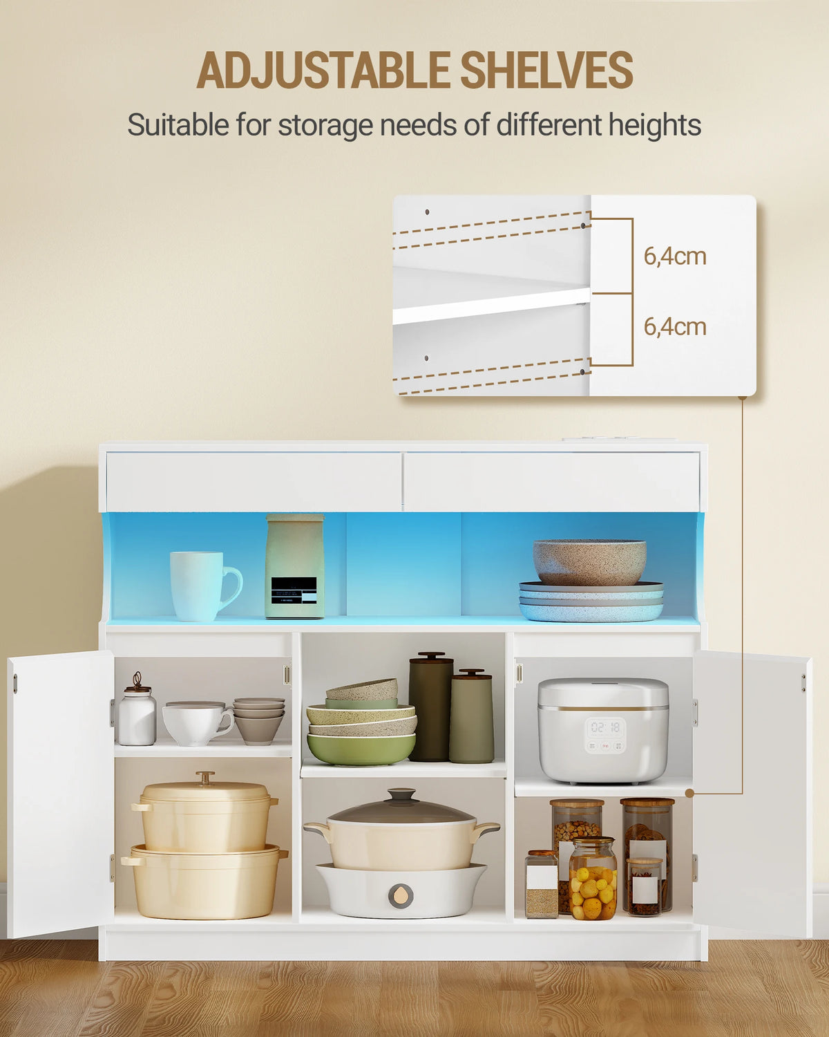 Buffet de Cuisine LED avec Multiprise - Aaron – vue 5